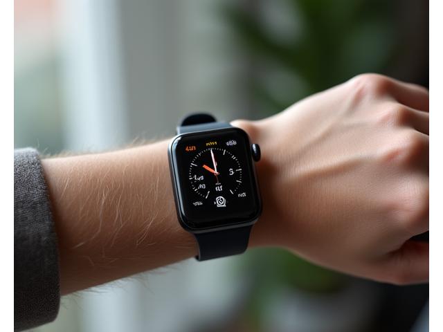 Nowoczesny smartwatch monitorujący zdrowie na nadgarstku starszej osoby.